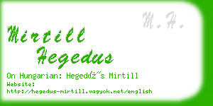 mirtill hegedus business card